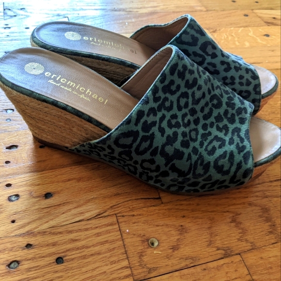 Eric Michael Leopard Print Espadrille Wedges - Picture 1 of 8
